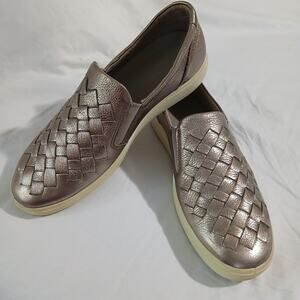 ECCO 9 Soft Slip-On Woven Metallic Woven Leather SoftSpike Golf Shoes or Sneaker
